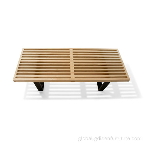 Leather Ottoman Stool George Style Platform Bench in Natural Wood color by solid wood Supplier